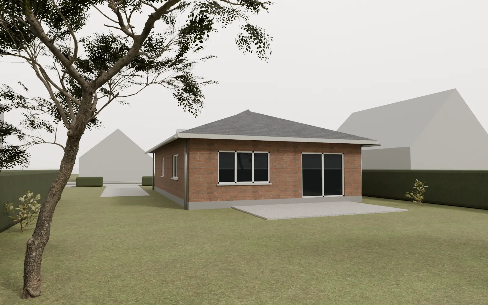 Demo B: Bungalow heute, Gartenansicht